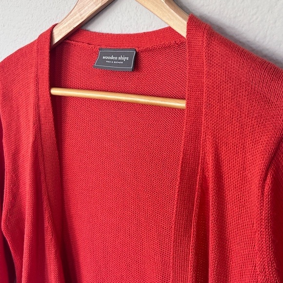 Wooden Ships by Paola Buendía Open Knit Cardigan Size M/L | Orange Red - Picture 5 of 8